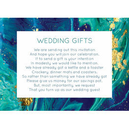 Teal & Gold Ink Gift Wish Card