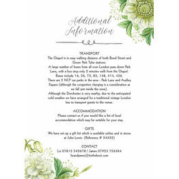 Greenery Guest Information Card