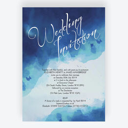 Blue Watercolour Wedding Invitation