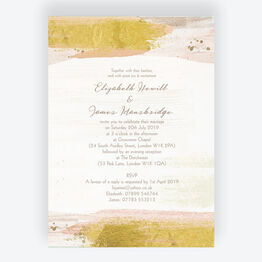 Blush & Gold Brush Strokes Wedding Invitation