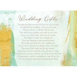Mint Green & Gold Brush Strokes Gift Wish Card