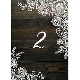 Rustic Wood & Lace Table Number