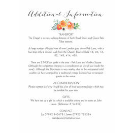 Coral & Blush Flowers Guest Information Card