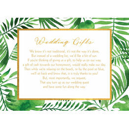 Tropical Leaves Gift Wish Card