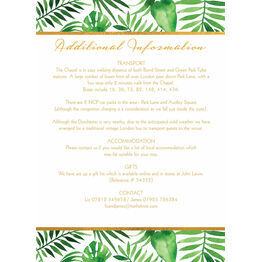 Tropical Leaves Guest Information Card