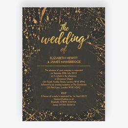 Black & Gold Abstract Wedding Invitation