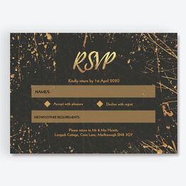 Black & Gold Abstract RSVP