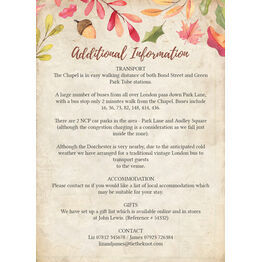 Autumn Leaves Guest Information Card
