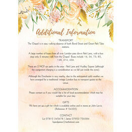 Gold Floral Guest Information Card