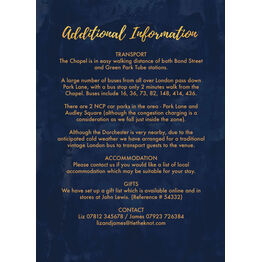 Navy & Gold Guest Information Card