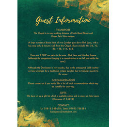 Emerald & Gold Guest Information Card