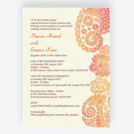 Orange & Red Paisley Indian / Asian Wedding Invitation