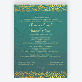 Teal & Gold Indian / Asian Wedding Invitation