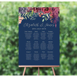 Navy & Burgundy Floral Wedding Seating Plan