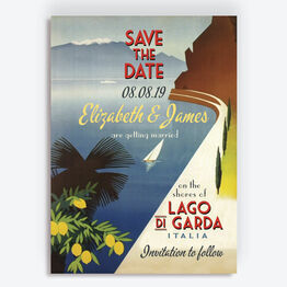 Vintage Style Lake Garda Italy Save the Date