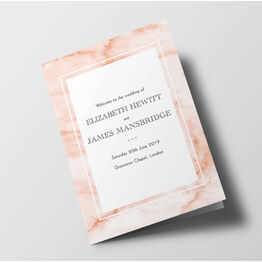 Blush Marble Wedding Order of Service Booklet