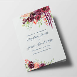 Burgundy Floral Wedding Order of Service Booklet