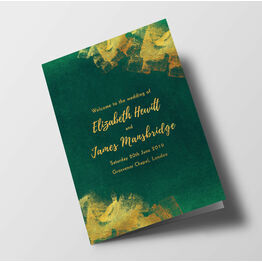 Emerald & Gold Wedding Order of Service Booklet