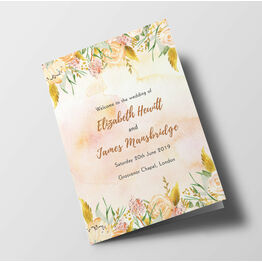 Gold Floral Wedding Order of Service Booklet
