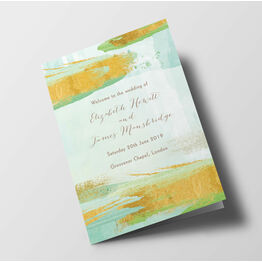 Mint Green & Gold Wedding Order of Service Booklet