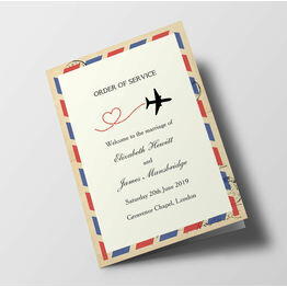 Vintage Airmail Wedding Order of Service Booklet