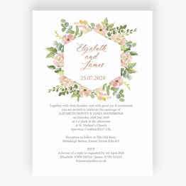 Blush Pink Flowers Wedding Invitation