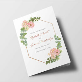 Blush Pink Flowers Wedding Order of Service Booklet