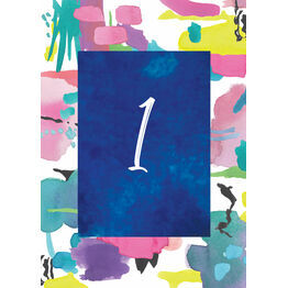 Bright Watercolour Table Number