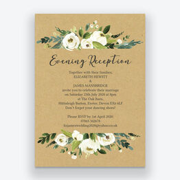 Cream Flowers Evening Reception Invitation