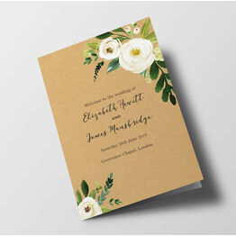 Cream Flowers Wedding Order of Service Booklet