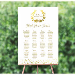 Golden Olive Wreath Wedding Seating Plan