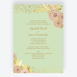 Mint, Blush & Gold Wedding Invitation