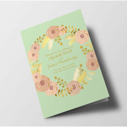 Mint, Blush & Gold Wedding Order of Service Booklet