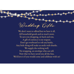 Navy & Gold Fairy Lights Gift Wish Card