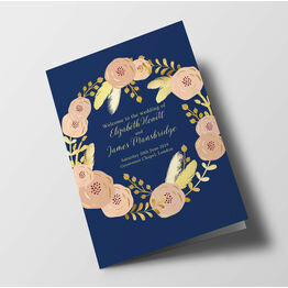 Navy, Blush & Gold Wedding Order of Service Booklet