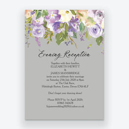 Pastel Lilac Flowers Evening Reception Invitation