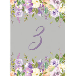Pastel Lilac Flowers Table Number