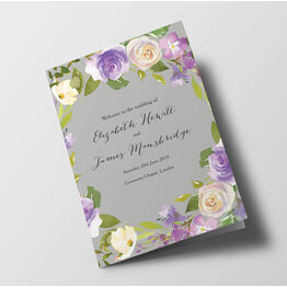 Pastel Lilac Flowers Wedding Order of Service Booklet