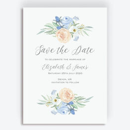 Peach & Blue Floral Wedding Save the Date