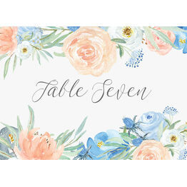 Peach & Blue Floral Table Name
