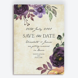 Purple Floral Wedding Save the Date