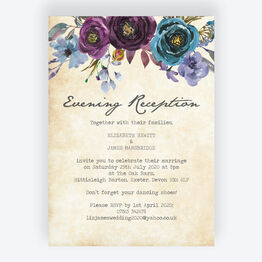 Purple Floral Evening Reception Invitation