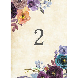 Purple Floral Table Number