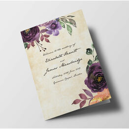 Purple Floral Wedding Order of Service Booklet