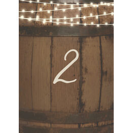 Rustic Barrel & Fairy Lights Table Number