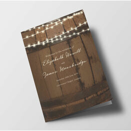 Rustic Barrel & Fairy Lights Wedding Order of Service Booklet