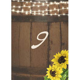 Rustic Barrel & Sunflowers Table Number