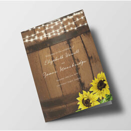 Rustic Barrel & Sunflowers Wedding Order of Service Booklet