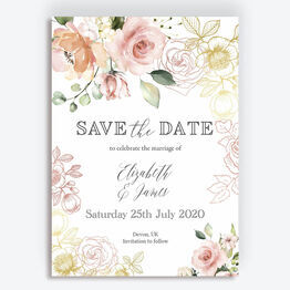 White, Blush & Rose Gold Floral Wedding Save the Date