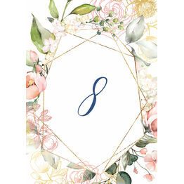 White, Blush & Rose Gold Floral Table Number